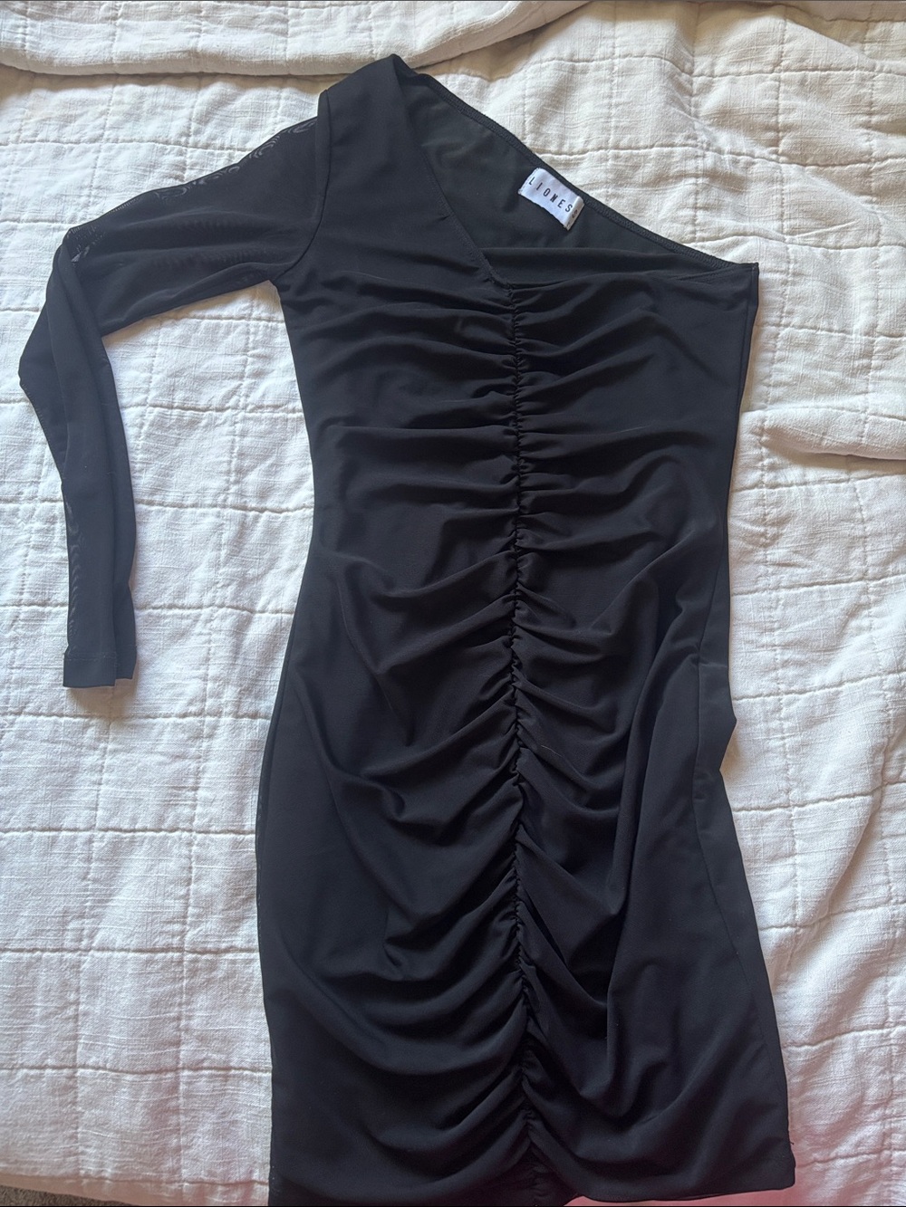 Lioness Black One-Shoulder Ruched Dress